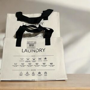 2 Total Heavy Duty Kraft Paper Tote Bags. Laundry Themed